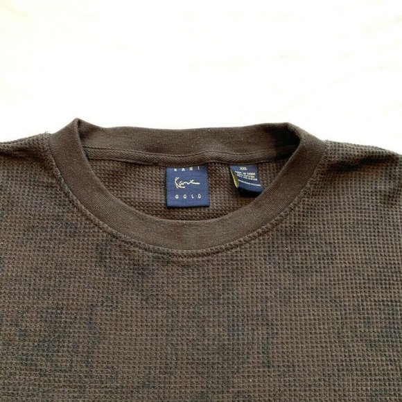 Kani Gold Waffle Knit Thermal Pullover Sweater Men XXL 2XL Crew Neck Long Sleeve - Picture 3 of 11